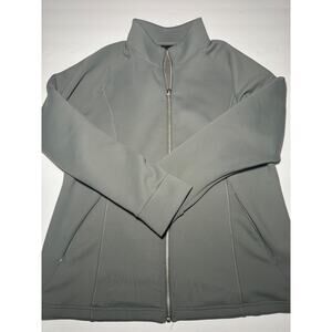 32 Degrees Heat Women Gray Full Zip Jacket Size Large Athletic Stretch Thumbhole